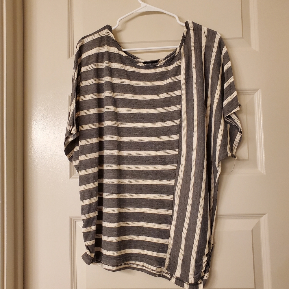 Grey Striped Dolman Top